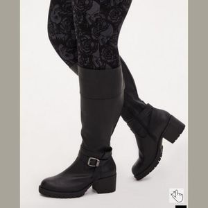 Lug Sole Knee-High Boot (Wide Calf)